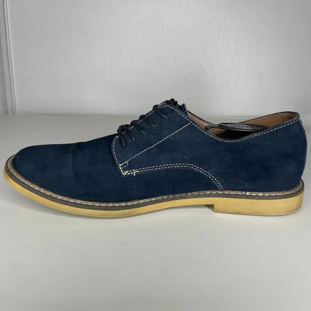 Banana Republic Navy Suede Derby Shoes Mens 12 Dark Academia Preppy Blue Oxford